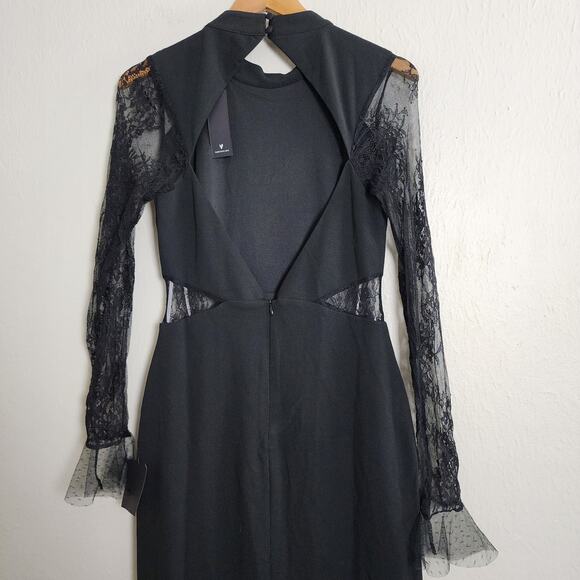NEW Lulus Bragging Rights Black Lace Long Sleeve Column Maxi Dress - Picture 13 of 15